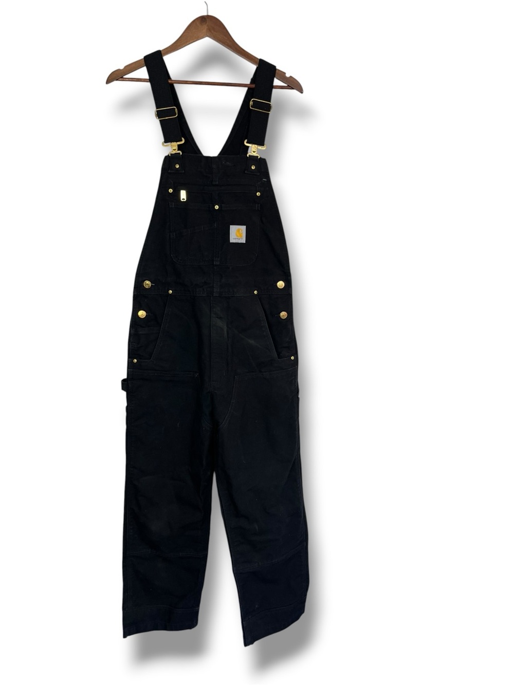 Carhartt R01 BLK Double Knee Bib Overalls Relaxed Fit 30x30 12oz Duck Canvas